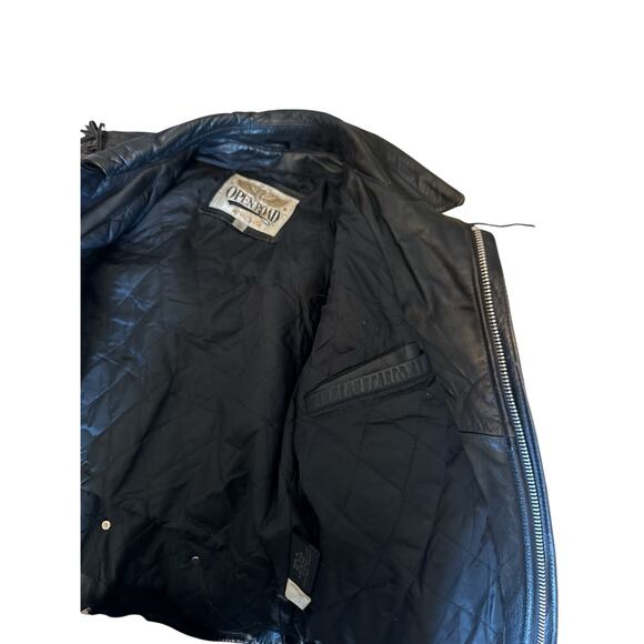 Open Road | Vintage Black Fringe Leather Motorcycle Jacket | Size 38 | Medium - Picture 7 of 13